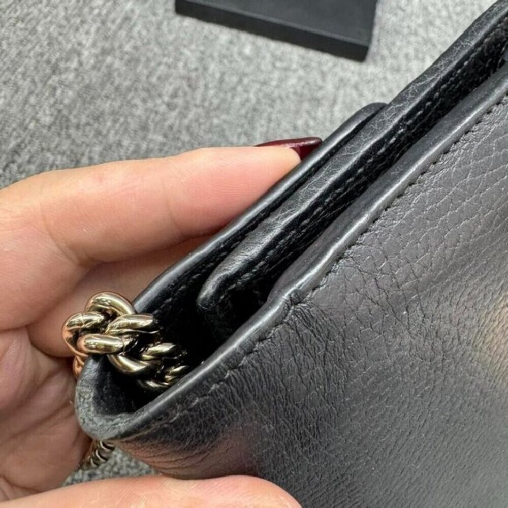 Authentic Gucci Soho Chain Crossbody Bag Black Pebbled Leather GG Logo LuxuryBag - Picture 9 of 16